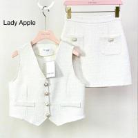 ราคา พร้อมส่งงานกั๊กทวีตกระดุมมุก เสื้อทวีตทรงแขนกุดสไตล์งานสูทเนื้อผ้าทวีตผ้าพื้นเรียบหรูดูแพง (21814050485)