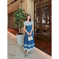 ราคา เดรสยีนส์คอลูกไม้แต่งระบาย (21579590221)