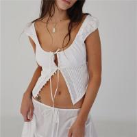 ราคา เสื้อครอปแบบมีกระดุมด้านหน้าสุดชิคเสื้อกั๊กนมผู้หญิงสีขาวเข้ารูปพอดีเสื้อกล้ามแบบสั้นวินเทจ90S เสื้อผ้าย้อนยุคที่สวยงาม Y2K (16954826954)