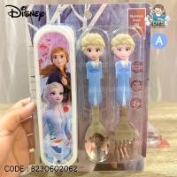 ราคา พร้อมส่งในไทย ช้อนส้อมเด็ก ช้อนส้อมพร้อมกล่อง ช้อนส้อมพกพา สำหรับเด็ก ลายการ์ตูน Disney Mickey Minnie Mouse Frozen Cars B230602062 (19485136607)