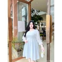 ราคา สาวอวบ เดรสสาวอวบ เดรสแขนยาว ชีฟองปัก หรูหรา อก 38 40 42 44 46 (21926552022)