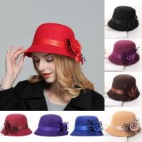 ราคา JK3U 1PC ผู้หญิงอบอุ่นหมวกขนสัตว์เทียมดอกไม้หมวกสุภาพสตรี Bowler หมวกแฟชั่น Elegant Vintage (10871223634)