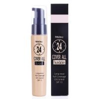 ราคา รองพื้น มิสทีน 24 คัพเวอร์ ติดทน คุมมัน บางเบา 25ml Mistine 24 Cover All Foundation (21428606023)