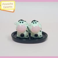 ราคา ขวดใส่เกลือพริกไทย ขวดเกลือพริกไทยเซรามิค เซ็ตคู่ ลายวัว (19311839523)