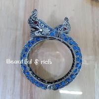 ราคา กำไลข้อมือพญานาค กำไลข้อมือพญานาคสีเงินรมดำประดับพลอย เครื่องประดับพญานาค (14490668585)