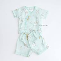 ราคา Little Home Baby ชุดเซ็ทเสื้อผูกหน้าและกางเกงทารก 0 3 เดือน ผ้ามัสลิตคอตตอนทอตาราง นุ่ม โปร่งสบาย ระบายอากาศ (21997602311)