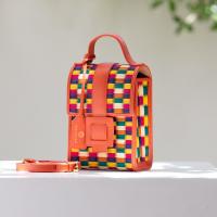 ราคา Chaksarn กระเป๋าเสื่อกกทอมือผสมหนังวัวแท้รุ่น Tally กระเป๋าสะพายใบเล็กใส่โทรศัพท์ (22021470015)