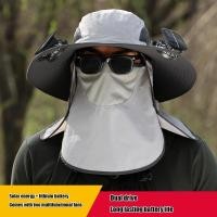ราคา SENCHI丨หมวกขอบใหญ่ของผู้ชายชาร์จพลังงานแสงอาทิตย์แบตเตอรี่ลิเธียมอายุการใช้งานยาวนานหมวกติดพัดลมลมแรงกันแดด Topi Bucket แห้งเร็ว (21898918159)