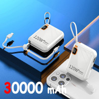 ราคา พาวเวอร์แบงค์แบบพกพา30000มิลลิแอมป์ต่อ PD120W สาย USB เป็น Type C ที่ถอดออกได้สองทางที่ชาร์จเร็วมินิพาวเวอร์แบงค์สำหรับ iPhone Xiaomi Samsung (22046874327)