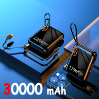 ราคา พาวเวอร์แบงค์แบบพกพา30000มิลลิแอมป์ต่อ PD120W สาย USB เป็น Type C ที่ถอดออกได้สองทางที่ชาร์จเร็วมินิพาวเวอร์แบงค์สำหรับ iPhone Xiaomi Samsung (22046874326)