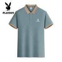 ราคา PLAYBOY แฟชั่นใหม่ผู้ชายคอวีสีทึบ POLO เสื้อระบายอากาศสบายแบรนด์ผู้ชาย (21471596559)