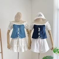 ราคา พร้อมส่ง เสื้อครอป เสื้อเกาะอก ผ้ายีนเทียม FF52 FF53 FF54 FF55 FF56 (22024280727)