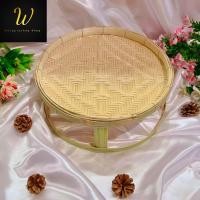 ราคา ขันโตกลายดอกไม้ งานฝีมือ Handmade ขันโตก ขันโตกใส่อาหาร โตกกระด้ง ขันโตกใส่อาหาร ชั้นวางไม้ไผ่ ไม้ไผ่แท้ 100 (21827021900)