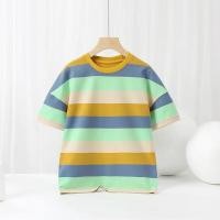 ราคา เสื้อยืดลายฤดูร้อนแขนสั้นสำหรับเด็กเสื้อยืดออกแบบลายทางเด็กหญิงเด็กชายเหมาะกับสีส้มสีฟ้าสีเขียวสีขาวสีดำสีเหลืองสีฟ้าสีเขียว (21604166468)