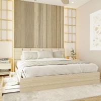 ราคา SB Design Square KONCEPT FURNITURE เตียง 6 ฟุต รุ่น Hakone สีไม้อ่อน 195x212x90 ซม (16478997572)