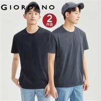ราคา GIORDANO ผู้ชาย เสื้อยืดคอกลมแขนสั้นผ้าฝ้ายแพ็ค 2 ตัว Free Shipping 18023211 (17915963883)