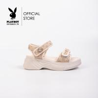 ราคา Playboy รองเท้าแตะรัดส้นผู้หญิง ลิขสิทธิ์แท้ รุ่น ST H241C1165 ดีไซน์แตะสปอร์ตผ้าทวีตแต่งอะไหล่ดอกไม้ มี 2 สี สีครีมและสีดำ (21642587530)