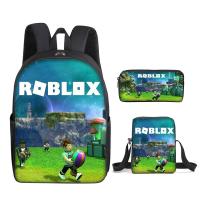 ราคา Roblox peripheral cartoon printed backpack shoulder bag pencil case three piece set can be customized (20585414682)