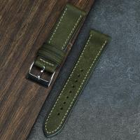 ราคา สายนาฬิกาหนังแท้หนาพิเศษทำด้วยมือสายนาฬิกาวินเทจ18 19 20 22มม เหมาะกับ Seiko Submariner ผู้ชายสีเขียวน้ำตาลส้ม (18115864000)
