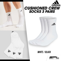 ราคา Adidas ถุงเท้า ถุงเท้าความยาวครึ่งแข้ง นุ่มสบาย อาดิดาส Sock Cushioned Crew Sock 3PP 3 Pairs 3 คู่ HT3446 500 (21794895576)