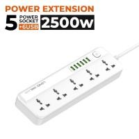 ราคา LDNIO SC5614 2500W ป้องกันไฟกระชาก ป้องกันไฟดูด 5 outlet 6 USB สายยาว 2 ม ของแท้ (21442011299)