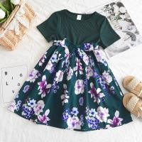 ราคา ชุดเดรสเด็กๆลำลองพิมพ์ลายดอกไม้สีเขียวเสื้อกั๊กสำหรับเด็กงานเย็บปะแฟชั่นชุดเดรสเด็กหญิงผูกเชือกฤดูร้อน (21210669579)