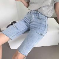 ราคา กางยีนส์สามส่วน เอวสูง ผ้ายืด ขาดข้าง มี2 สี กางเกงยีนส์ขาสั้น มีไซส์ S XL 888 (21669127149)