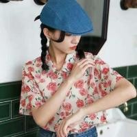 ราคา เสื้อเชิ้ตแขนสั้น เสื้อพิมพ์ลายดอกกุหลาบชมพู แฟชั่นฤดูร้อน เสื้อผ้าผู้หญิงสไตล์เกาหลี มาใหม่พร้อมส่ง (22029297862)