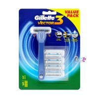 ราคา Gillette ยิลเลตต์ เวคเตอร์ 3 Vector 3 ใบมีดโกนหนวด ด้าม1 สำรอง 5 ชิ้น (20356555701)