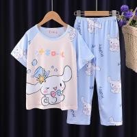 ราคา Sanrio Kuromi Cinnamoroll ชุดนอนผ้าบางฤดูร้อนแขนสั้นน่ารัก2ชิ้นชุดนอน กางเกงขายาว Pakaian Rumahan (21561020036)