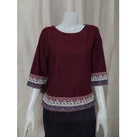 ราคา เสื้อผ้าฝ้ายคอปาดแขนสามส่วน แต่งผ้าทอลาย เสื้อผ้าฝ้ายแขนสามส่วน เสื้อผ้าฝ้ายคอปาด เสื้อผ้าฝ้ายตัวหลวมใส่สบาย (21982453001)