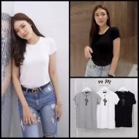 ราคา เสื้อยืดคอกลม ผ้าเรย่อน เนื้อผ้าดีทรงสวยใส่สบาย อก32 38 ยาว23 มี3สี ดำ ขาว เทา (15998650678)