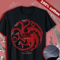 ราคา เสื้อยืดคอกลม ข้อเสนอเวลาจำกัด เสื้อยืดคอกลมพิมพ์ลายโลโก้มังกร Game of Thrones House Targaryen Sigil แฟชั่นฤดูร้อน สําหร S 5XL (18506381016)