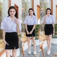 ราคา เสื้อนักศึกษาทรงบอย ทรงบอยมีกระเป๋า ทรงตรงไม่เข้ารูป Sz 36 56 (18553216063)