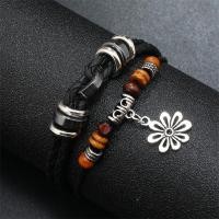 ราคา สร้อยข้อมือหนังถักลายใบไม้ดอกไม้แนวแฟชั่นวินเทจสำหรับผู้ชายผู้หญิงจี้กำไลข้อมือแบบคลาสสิกขายส่ง (21544285409)