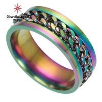 ราคา คลื่นแรงโน้มถ่วงแฟชั่นผู้ชายหมุนได้โซ่ไทเทเนียมเหล็กแหวนนิ้วหมั้นเครื่องประดับของขวัญ (2010140012)