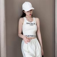 ราคา Original Balmain Paris Women S Inner And Outer Wear Bottoming Shirt Classic Letter Logo Fried Street Short Top Knitted Jacquard Letter Vest Suspender T Shirt Slim Fit And Slim Revealing Navel Sleevele