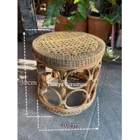 ราคา เก้าอี้หวาย หวายแท้ 100 เก้าอี้หัวโล้น เปิดฝาเก็บของได้ เก้าอี้กลม (21393846839)