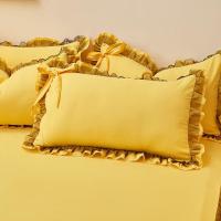 ราคา ปลอกหมอนสบายนุ่มสไตล์เจ้าหญิงฝาครอบขอบลูกไม้สีดำปลอกหมอนผ้าพิมพ์ลายสีพื้นสีสันสดใส (20917849184)