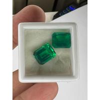 ราคา มรกต พลอย DOUBLET Columbia โคลัมเบีย Green Emerald very fine lab made Emerald shape 10x8 มม mm 9 กะรัต carats 2เม็ด carats พลอยสั่งเคราะเนื้อแข็ง (21546737257)