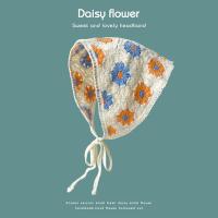 ราคา Korean Style Triangle Scarf Handmade Crochet Knitted Hair Band Womens Retro Internet Popular Cute Sweet Daisy Strap Headscarf (21712584853)