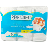 ราคา กระดาษชำระม้วนน้องเสือเยื่อกระดาษบริสุทธิ์ พรีเมียร์ 2 ชั้น 6 ม้วน 14 เมตร Premier Fish Deluxe Toilet Roll 6Rolls 2Ply 100 Pulp 1 4 metes (21644358997)