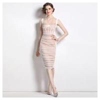 ราคา ชุดเดรสสายเดี่ยวรัดเอวจับจีบใส่แล้วดูผอมเพรียวแบบเดียวกับ poem หรูหราเบาๆแบบเดียวกับ poem ชุดราตรีงานเลี้ยงประจำปี (21587508929)