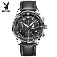 ราคา PLAYBOY นาฬิกาข้อมือผู้ชายของแท้กันน้ำแฟชั่นสายหนังมัลติฟังก์ชั่นหน้าปัดส่องสว่างนาฬิกาควอทซ์ Mens watches (22050803634)