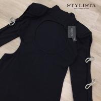 ราคา งานป้าย Stylista เดรสสั้นคอปีนแขนยาวแต่งโบว์ เว้าเอว ทรงสวยเป๊ะเข้ารูป เว้าหลัง แอบเซ็กซี่ (19439571373)
