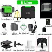 ราคา ฟรี 2แบตเตอรี่ เครื่องวัดระดับเลเซอร์ เครื่องวัดระดับ 8 เส้น รีโมท เลเซอร์วัดระดับ 4D ลเซอร์สีเขียว 360 องศา remote control เครื่องวัดระดับเลเซอร์ 360ปรับระดับแสงเลเซอร์สีเขียวแนวนอนและแนวตั้งที่มีปร 