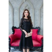 ราคา เดรสออกงาน เดรสลูกไม้สั้น สีดำ ทรงเอ สวมสบายมากๆ ค่ะ เดรสสีดำ ทรงเอ (21305763043)