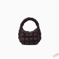 ราคา Cos Quilted Textured Zip Fingertip Cloud Bag Dark Brown 2024 Spring New Micro Pleated Tote (21452503029)