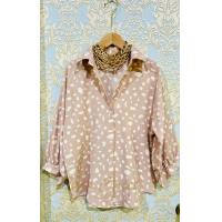 ราคา ส่งเร็วพิเศษ VA054 TARA Shirt เสื้อเชิ้ตหญิง ลายจุด ไหล่สโลป แขน 5 ส่วน เนื้อผ้าอิตาลี ผ้าอย่างดี ใส่สบาย ไม่ร้อน (12225438681)