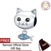 ราคา BAMOER ของแท้925เงินสเตอร์ลิงแมวรักปลาจี้ขนาดจิ๋วเครื่องรางรูปสัตว์สร้อยข้อมือเงินแท้ DIY เครื่องประดับ BSC226 (19715123865)
